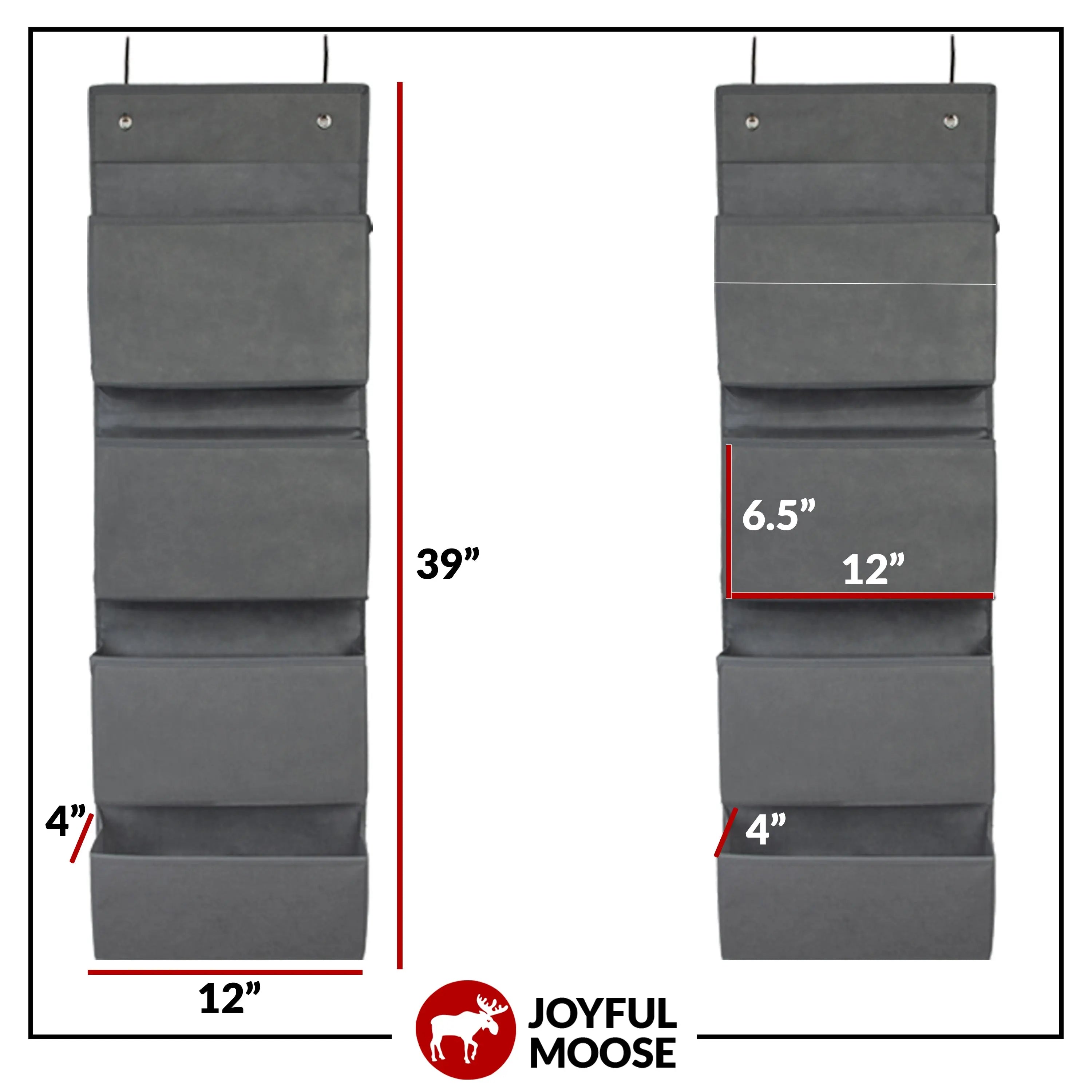 Over the Door Hanging Organizer — 4 Bins, Grey