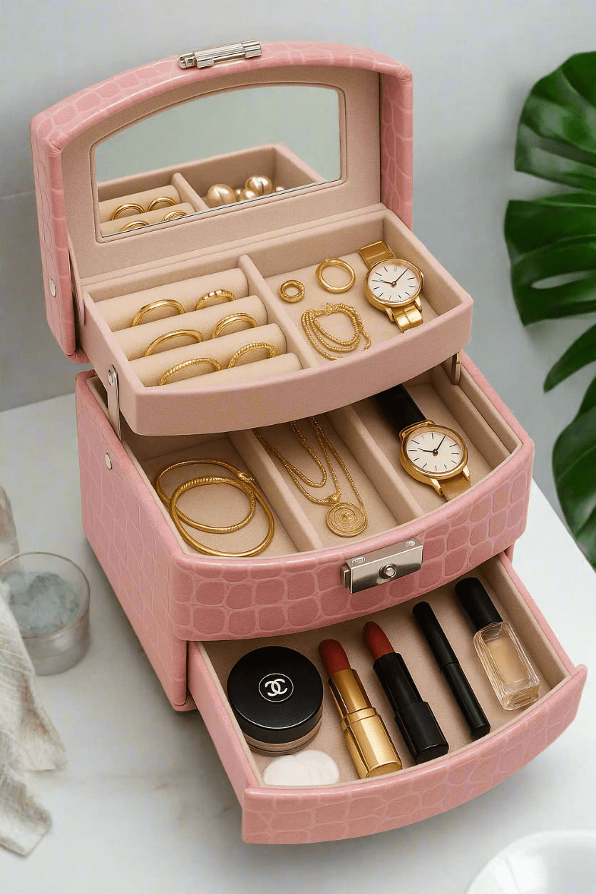 Luxury 3-Layer Jewelry Box Organizer