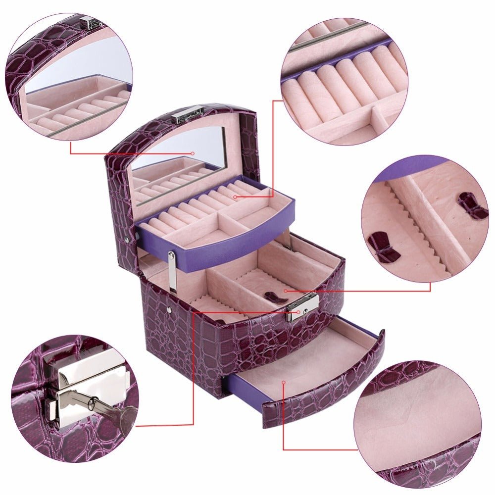 Luxury 3-Layer Jewelry Box Organizer