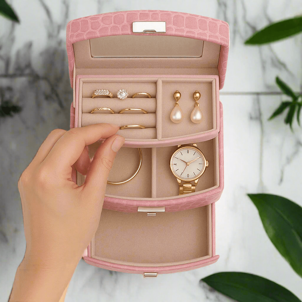 Luxury 3-Layer Jewelry Box Organizer